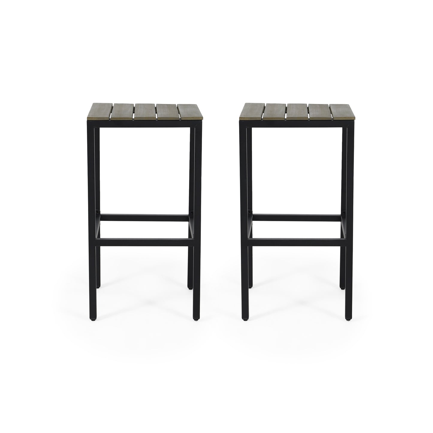 JUSTLIVE NEST® Klyvan Bar Stools – TwinSet SlatForm Seats, DarkSteel Frame (Grey & Black)