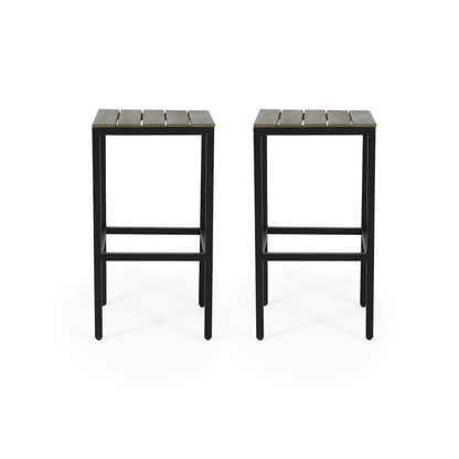 JUSTLIVE NEST® Klyvan Bar Stools – TwinSet SlatForm Seats, DarkSteel Frame (Grey & Black)