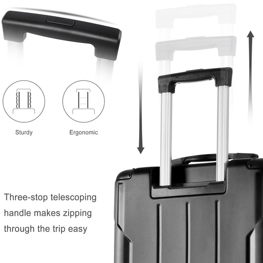 Jetera 3 - Piece ABS Luggage Set – Black Expandable Suitcases with Double Spinner Wheels & TSA Lock (20/24/28") - JUSTLIVE NESTJUSTLIVE NEST