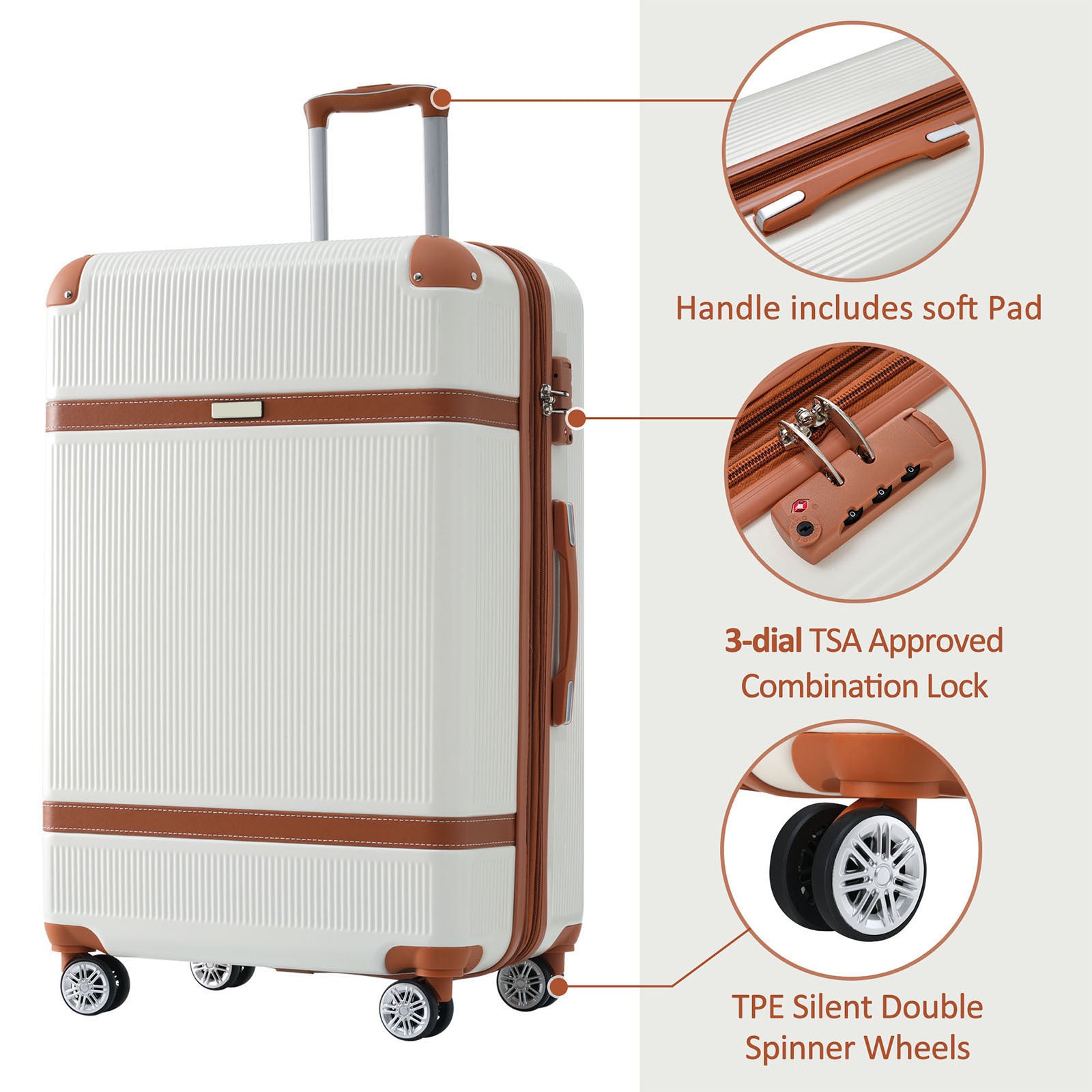 Jetera 3 - Piece Hardshell Luggage Set – Lightweight Double Spinner Suitcases with TSA Lock (20/24/28") - JUSTLIVE NESTJUSTLIVE NEST