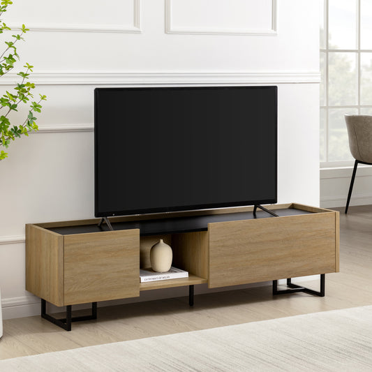 Oakterra Low Console – Coastal Oak Finish, Low-Profile for Up to 65" TVs