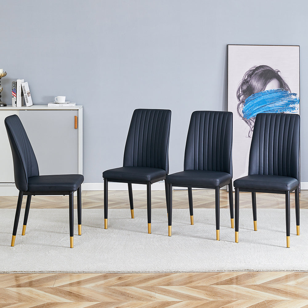 Vetra Dining Chair Set – 4 High-Back Black PU Chairs for Kitchen and Living Rooms