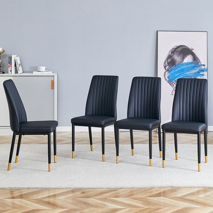 Vetra Dining Chair Set – 4 High-Back Black PU Chairs for Kitchen and Living Rooms
