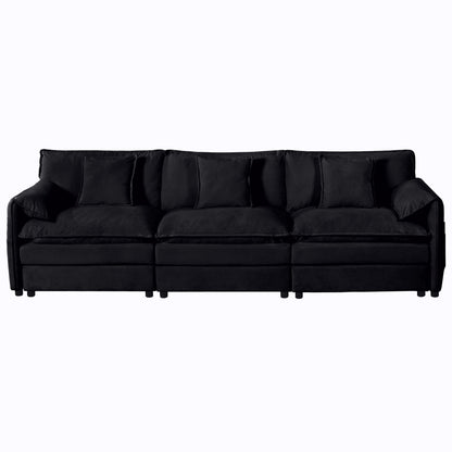 JUSTLIVE ‘Comfina Luxe” Sofa – Green/Black Chenille | Oversized Deep Seat + Modular 3-Seat + Plush Pillows