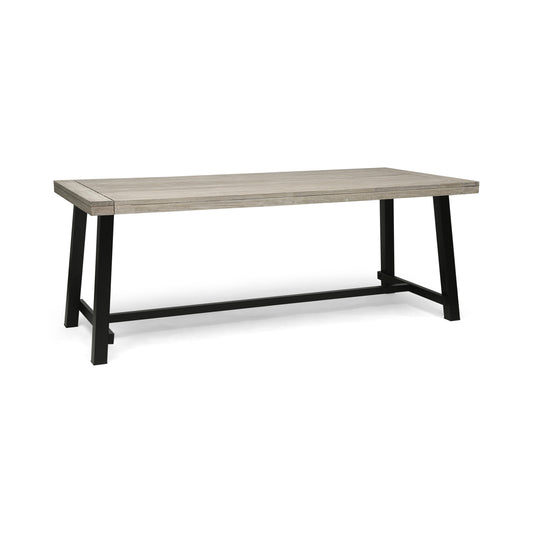 Equa Slatted Dining Table – Outdoor-Ready Frame in Slate Gray Finish