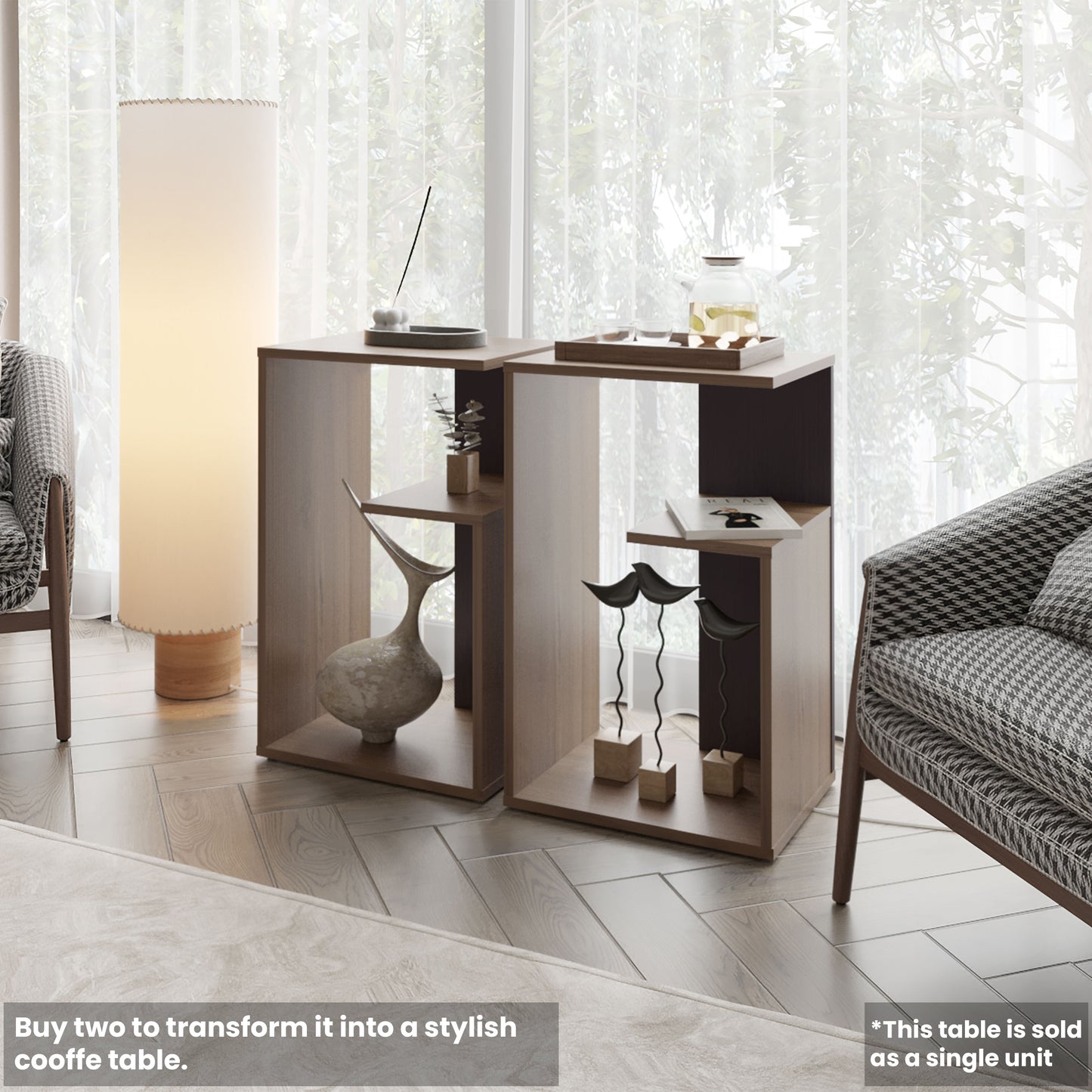 Vega Side Table – Light Oak Wenguegrain with OpenForm Storage
