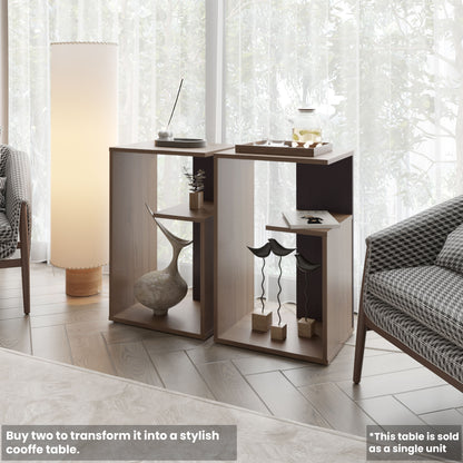 Vega Side Table – Light Oak Wenguegrain with OpenForm Storage