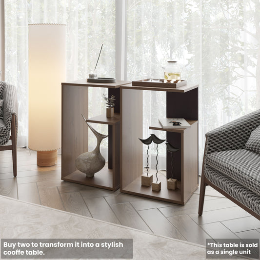 Vega Side Table – Light Oak Wenguegrain with OpenForm Storage
