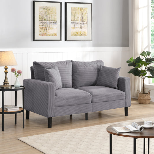 NestEdge ‘CozyNest” 57” Loveseat – Light Gray Upholstered Sofa | Small Space Comfort + Wooden Frame