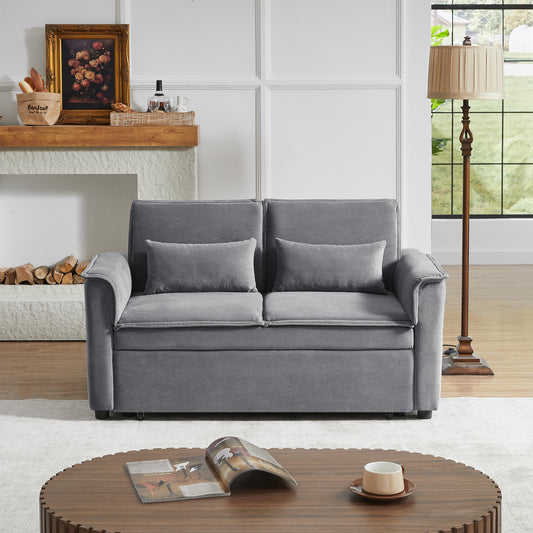 JUSTLIVE ‘Comfina Luxe” Sleeper Sofa – Fabric | 2-Seater + Convertible Pull-Out + Lumbar Pillows