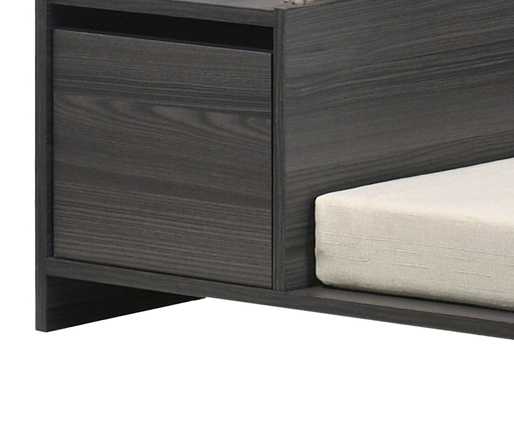Esme 47" Storage Pet Bed – Ash Gray Lounge with Cushion & Side Compartment - JUSTLIVE NESTJUSTLIVE NEST