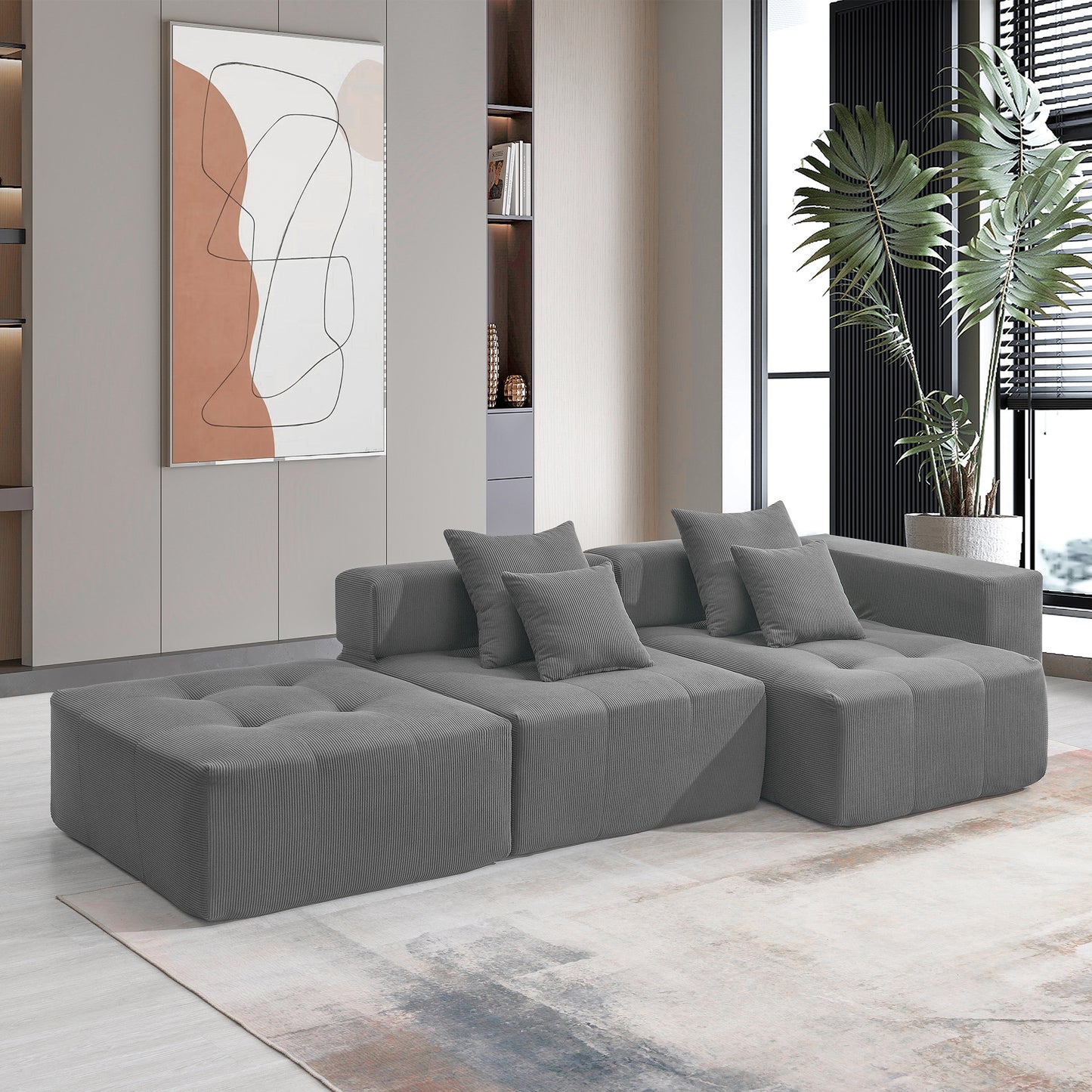105' Deep Plush Lounge – Flexible Comfort Sofa Set with Freeform Design