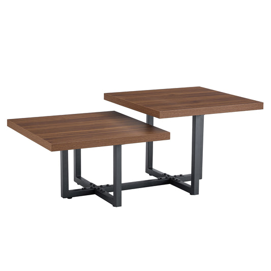 Froska Coffee Table – Dark Walnut 47" Dual-Level Blend of Scandinavian and Modern