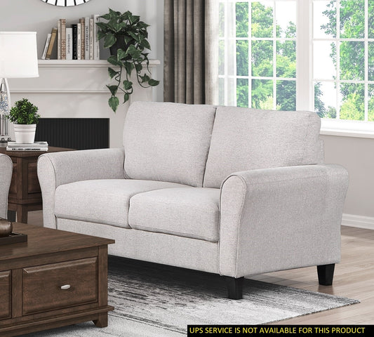 Solvarra™ Sand-Tone Textured Loveseat – Transitional 2-Seater with Attached Cushions for Living Spaces