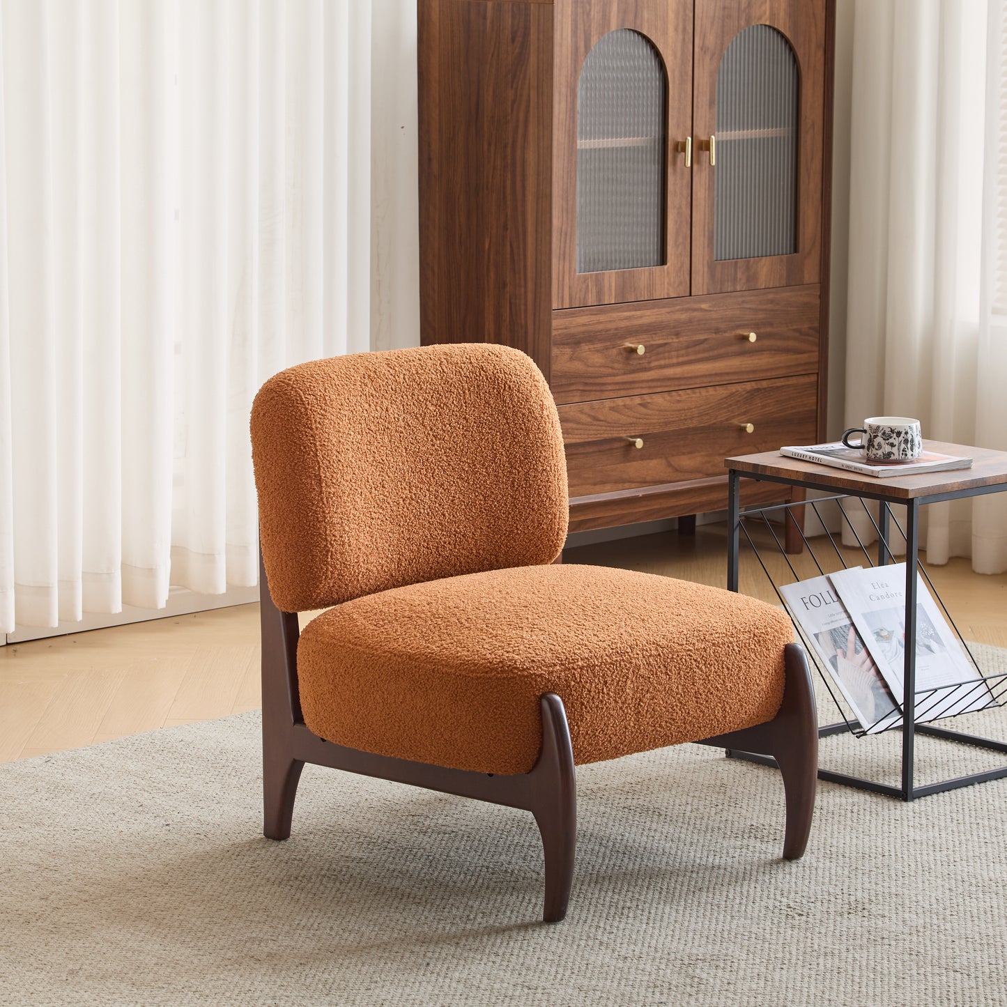 Trenyra Chair – Cloudloop Bouclé, Solidform Frame, LoungeNest Silhouette