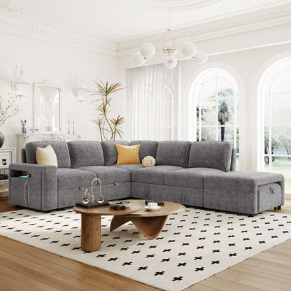 TechLounger™ Nova Edition – Multi-Function Comfort Sofa with Hidden Perks(Gray)