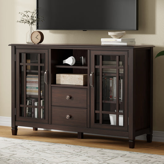 Connalta Tall Console – Vertical Black TV Cabinet with Closed Storage