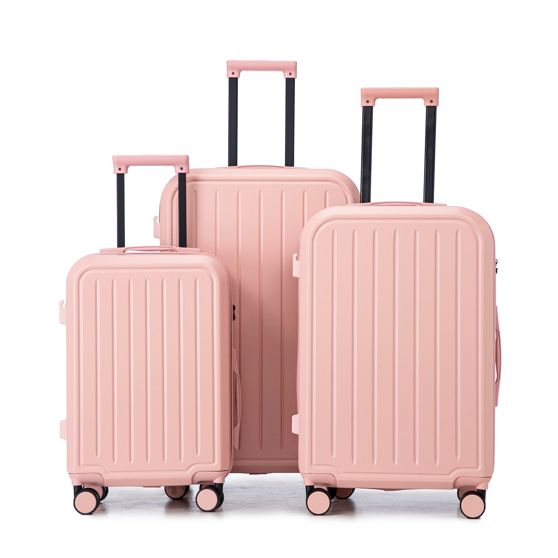 Jetera 3 - Piece ABS Travel Set – Pink 360° Spinner Suitcases with USB Port & Cup Holder (20/24/28") - JUSTLIVE NESTJUSTLIVE NEST