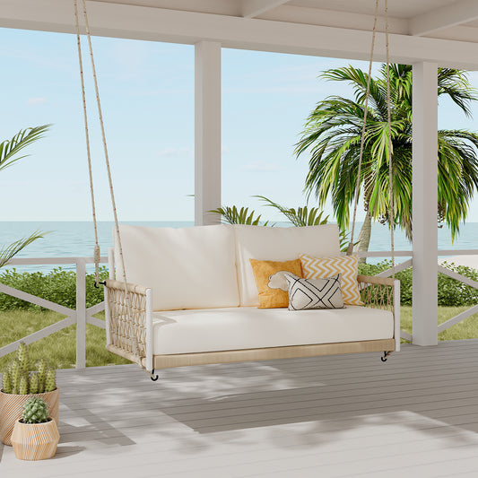 Kairo Swing – Beige Woven Rope Sofa for Patio or Balcony