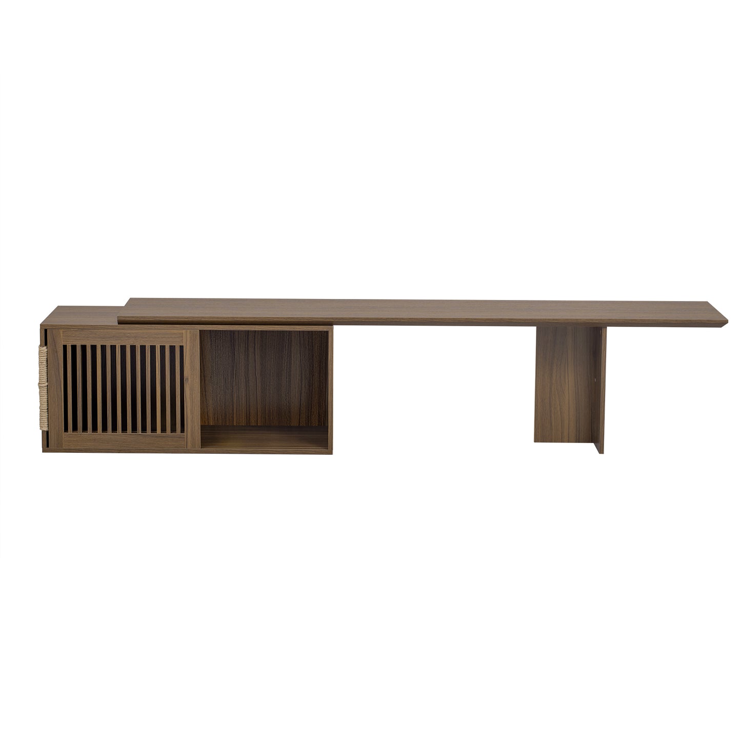 Vero Pet - Friendly TV Console – Mid - Century Walnut Stand with Extendable Table, Cushion & Cat Cubby - JUSTLIVE NESTJUSTLIVE NEST
