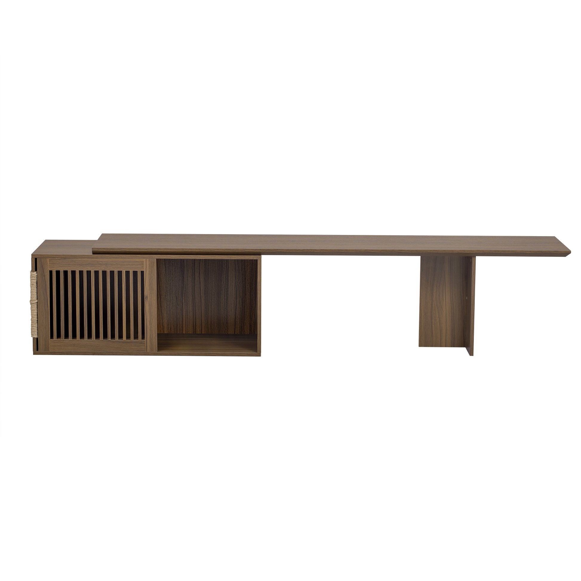 Vero Pet - Friendly TV Console – Mid - Century Walnut Stand with Extendable Table, Cushion & Cat Cubby - JUSTLIVE NESTJUSTLIVE NEST