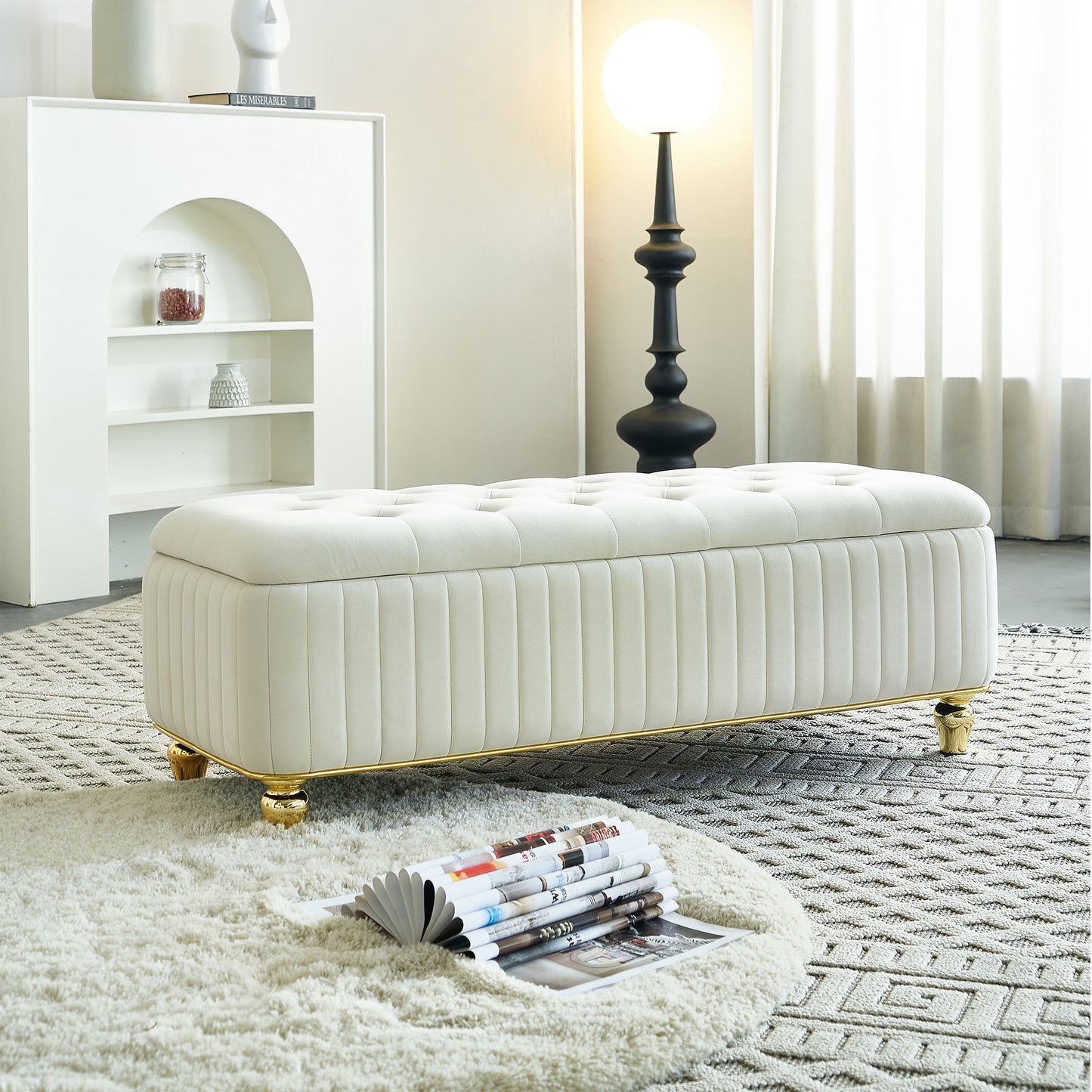Glorenta Bench – Sandvelvet Wrap, Auragild Trim & HiddenNest Core