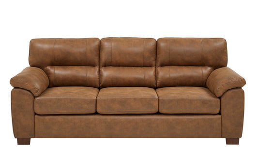 Heritage Luxe Sofa – Vintage Brown Leather 3-Seat Lounge with Timeless Detailing