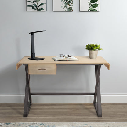 Strava Writing Desk – Grey Top with Gold Aluminum X-Base