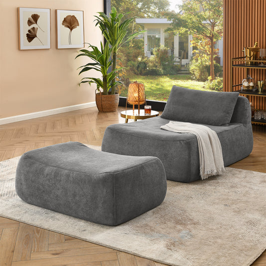 Verv Lounge Sleeper – Light Grey Upholstered Chair Bed with Armrests and Throw Pillows