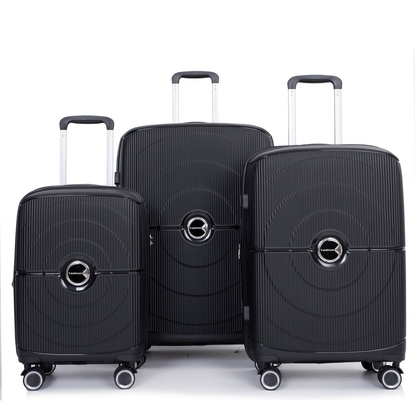 Jetera 3 - Piece PP Luggage Set – Black Polypropylene Hardshell with Double Spinner Wheels & TSA Lock (20/24/28") - JUSTLIVE NESTJUSTLIVE NEST