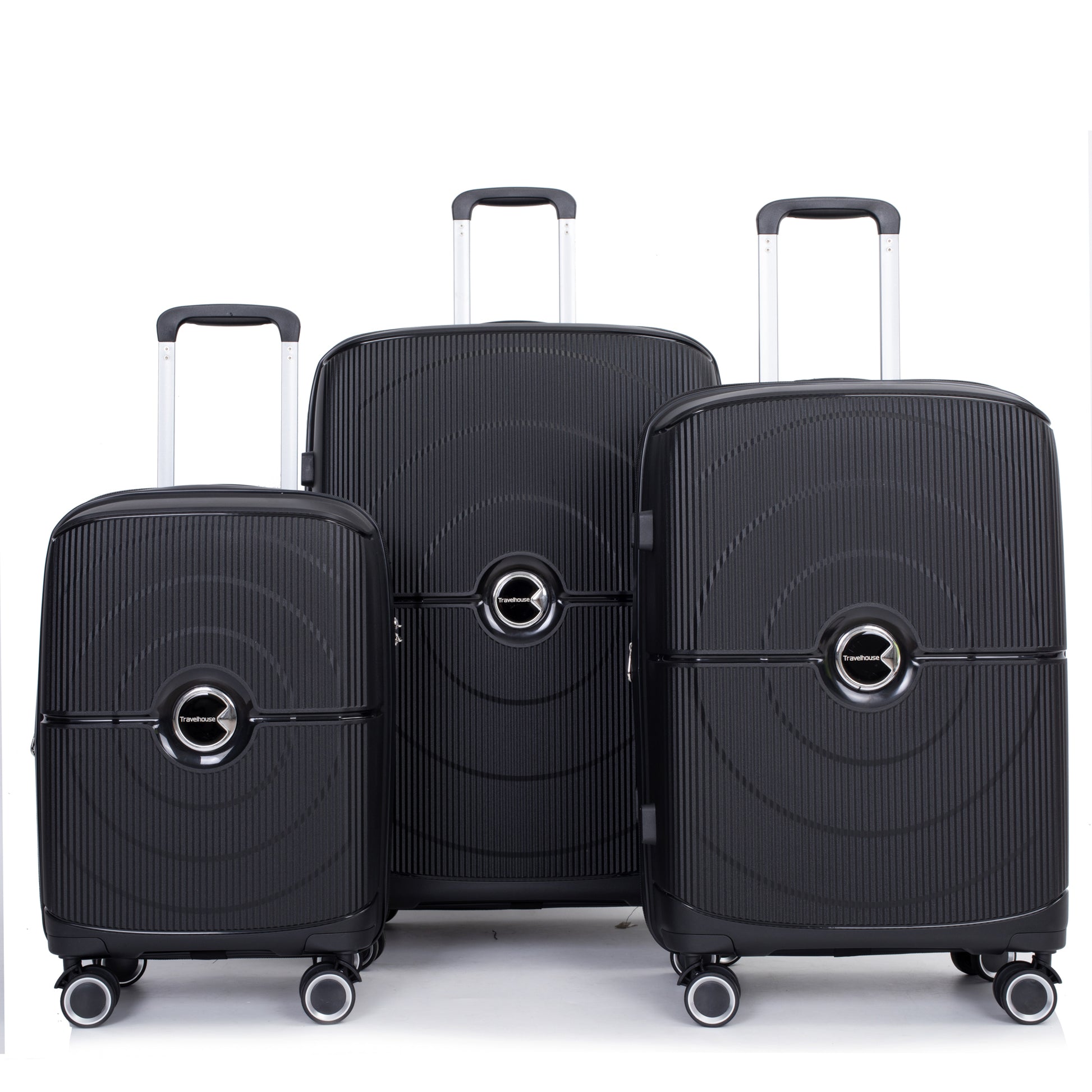 Jetera 3 - Piece PP Luggage Set – Black Polypropylene Hardshell with Double Spinner Wheels & TSA Lock (20/24/28") - JUSTLIVE NESTJUSTLIVE NEST