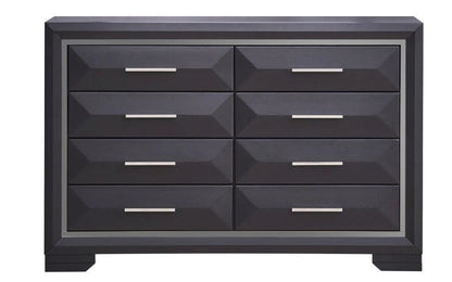 Merrin Noir Dresser – Black 6 Drawer Base Dresser with Clean-Lined Fronts & Polished Accents