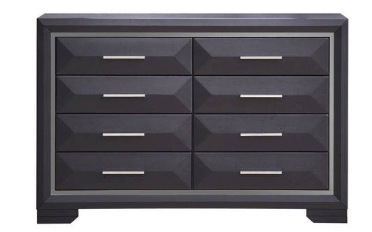 Merrin Noir Dresser – Black 6 Drawer Base Dresser with Clean-Lined Fronts & Polished Accents