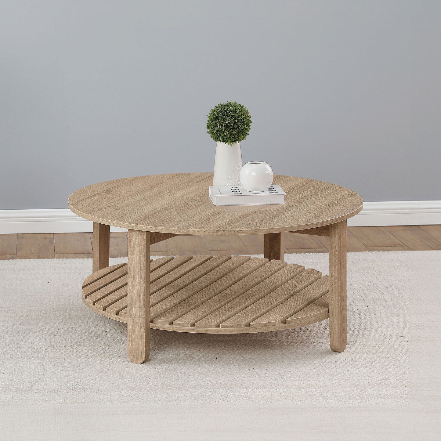 Altos Coffee Table – Naturage Roundform with OpenLayer Shelf