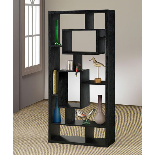 Cubra Max Bookcase – 10-Shelf Open Back Unit in Black Oak