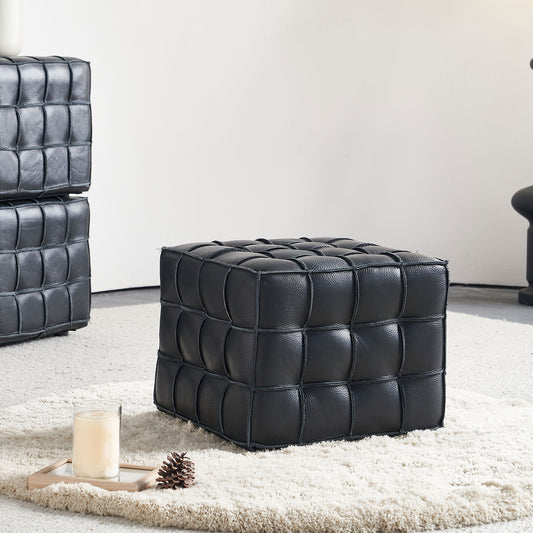 Levrin Ottoman – Onyxhide Leather, DeepTuft Comfort Form