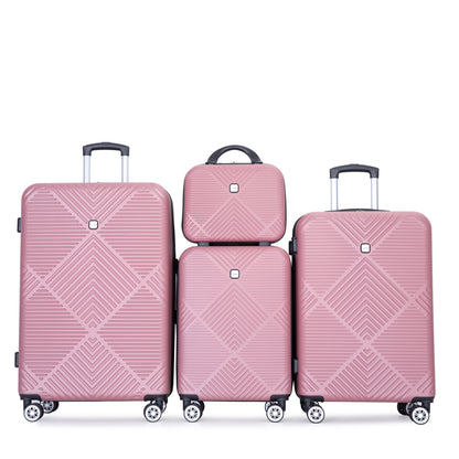 Jetera 4 - Piece ABS Luggage Set – Pink Lightweight Suitcases with Spinner Wheels & Makeup Box (14/20/24/28") - JUSTLIVE NESTJUSTLIVE NEST