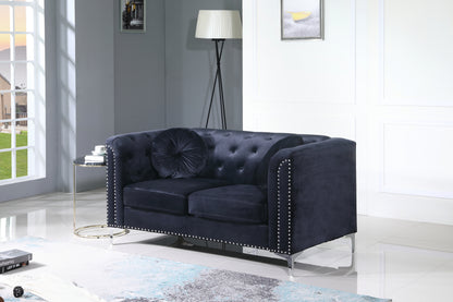 Nuvoro™ Sleek Black Loveseat – Contemporary 2-Seater Sofa for Modern Living Spaces