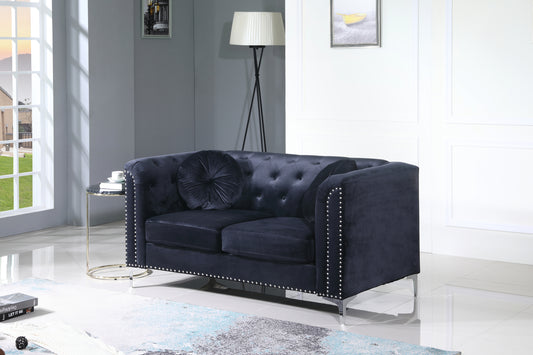 Nuvoro™ Sleek Black Loveseat – Contemporary 2-Seater Sofa for Modern Living Spaces