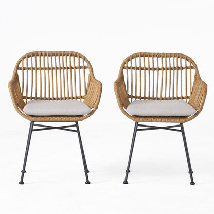 Kairo Accent Chair – Beige Rattan Seat with Sleek Metal Legs