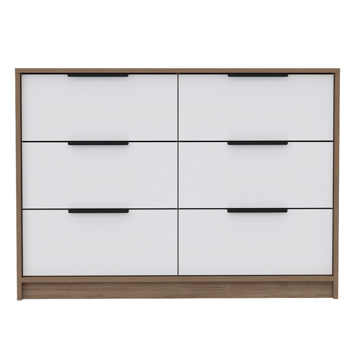 Lorenzo Mirage Console – Silver 6-Drawer Dresser with Clean-Lined Metallic Body