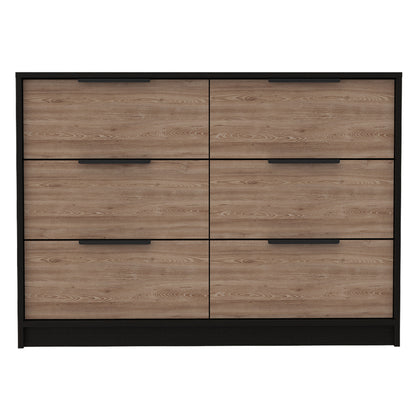 Baltwin 4-Drawer Duo – Double Dresser in Black & Pine Finish for Bedroom Storage