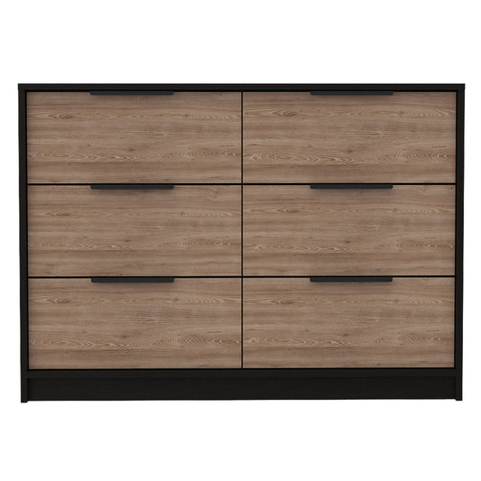 Baltwin 4-Drawer Duo – Double Dresser in Black & Pine Finish for Bedroom Storage