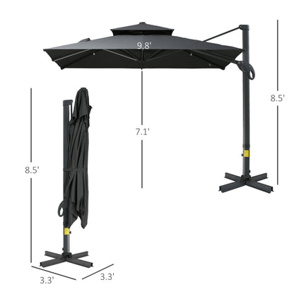 Solair 10' Offset Umbrella – Square Hanging Cantilever Shade with 360° Rotation & Tilt (Gray) - JUSTLIVE NESTJUSTLIVE NEST