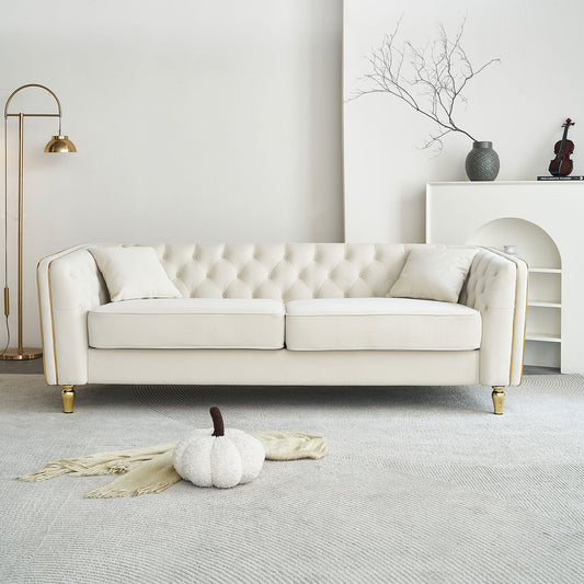 NestEdge ‘VeluNest” 87” Tufted Velvet Sofa – Midnight Black Lounge Comfort