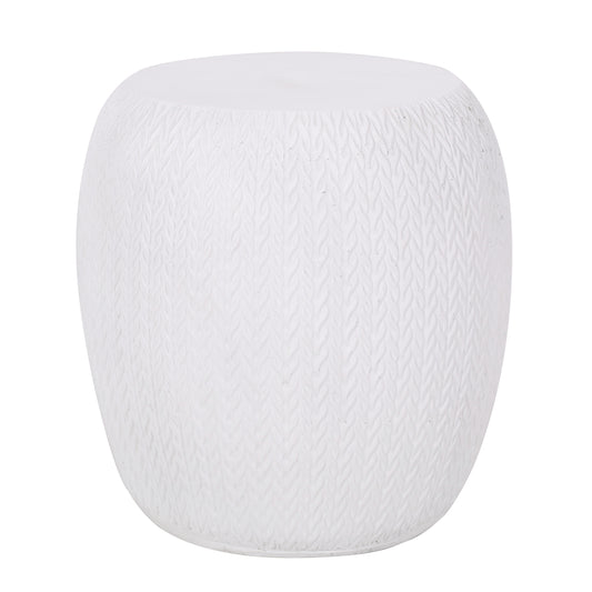 Caltra Concrete Side Table – Braided Pattern, Lightweight Build in Antique White