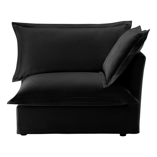 Koala Right Lounge – Black Sofa (Right-Facing) with Plush Accent Pillow