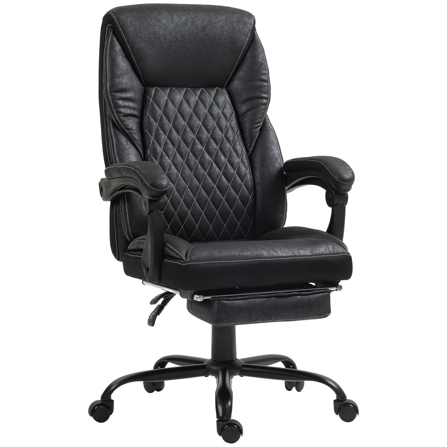 HOMCOM Boss Chair – Black Big & Tall Recliner Desk Chair with Adjustable Height