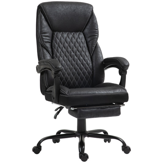 HOMCOM Boss Chair – Black Big & Tall Recliner Desk Chair with Adjustable Height