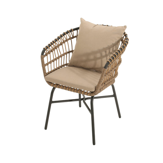 Vento Duo Outdoor Chairs – Beige Cushions, PE Wicker & Iron Frame (Set of 2)